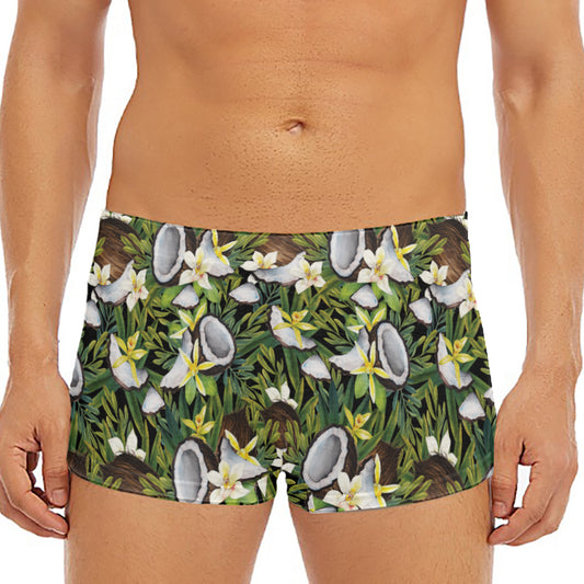Vanilla Flower And Coconut Pattern Print Men's Short Boxer Briefs