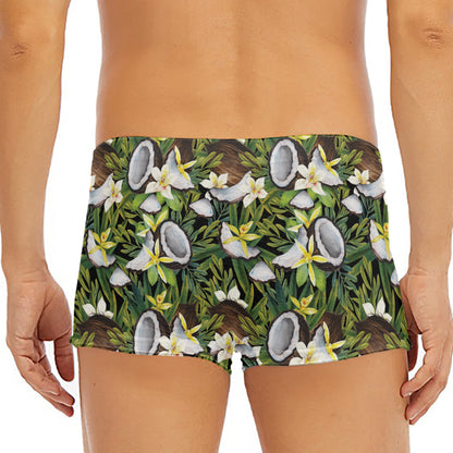 Vanilla Flower And Coconut Pattern Print Men's Short Boxer Briefs