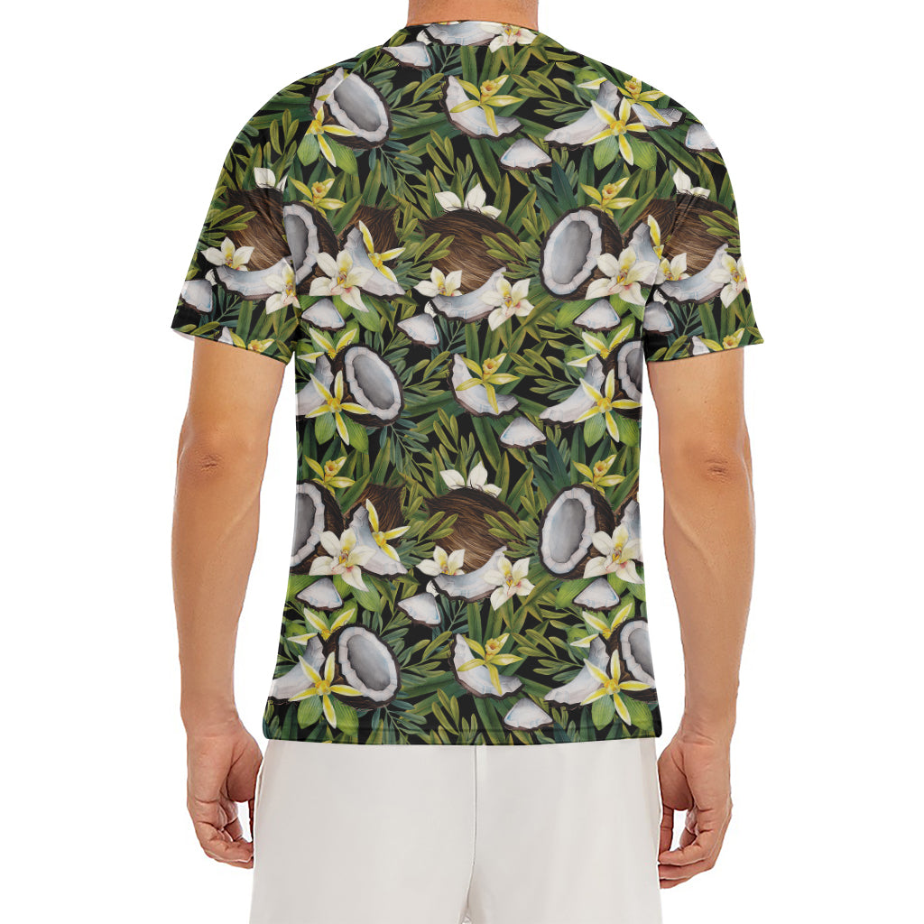 Vanilla Flower And Coconut Pattern Print Men's Short Sleeve Rash Guard
