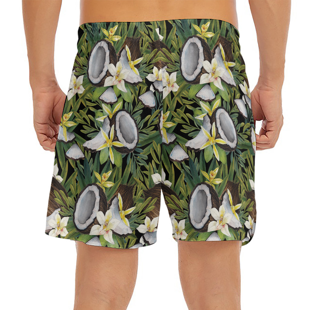 Vanilla Flower And Coconut Pattern Print Men's Split Running Shorts