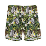 Vanilla Flower And Coconut Pattern Print Men's Sports Shorts
