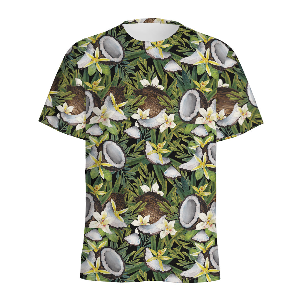 Vanilla Flower And Coconut Pattern Print Men's Sports T-Shirt