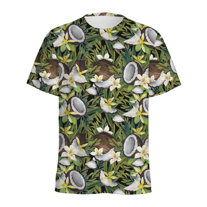 Vanilla Flower And Coconut Pattern Print Men's Sports T-Shirt