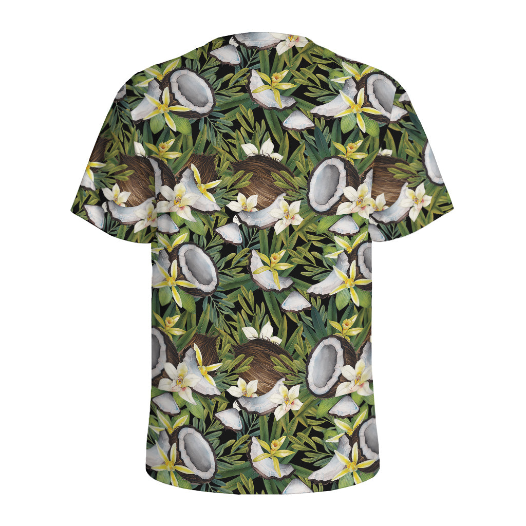 Vanilla Flower And Coconut Pattern Print Men's Sports T-Shirt