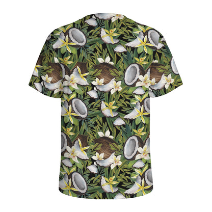 Vanilla Flower And Coconut Pattern Print Men's Sports T-Shirt