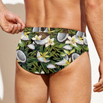 Vanilla Flower And Coconut Pattern Print Men's Swim Briefs