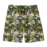 Vanilla Flower And Coconut Pattern Print Men's Swim Trunks