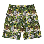 Vanilla Flower And Coconut Pattern Print Men's Swim Trunks