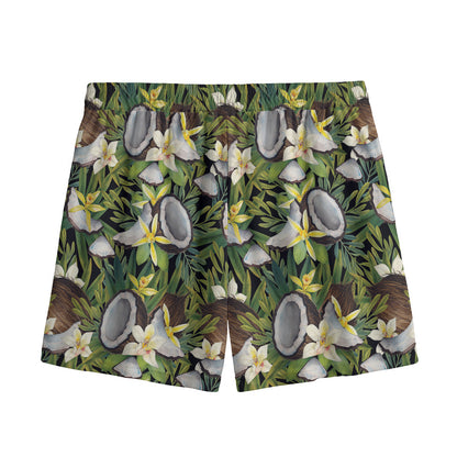 Vanilla Flower And Coconut Pattern Print Mesh Shorts