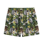 Vanilla Flower And Coconut Pattern Print Mesh Shorts