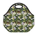 Vanilla Flower And Coconut Pattern Print Neoprene Lunch Bag