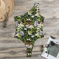 Vanilla Flower And Coconut Pattern Print One Shoulder Bodysuit