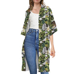 Vanilla Flower And Coconut Pattern Print Open Front Beach Cover Up