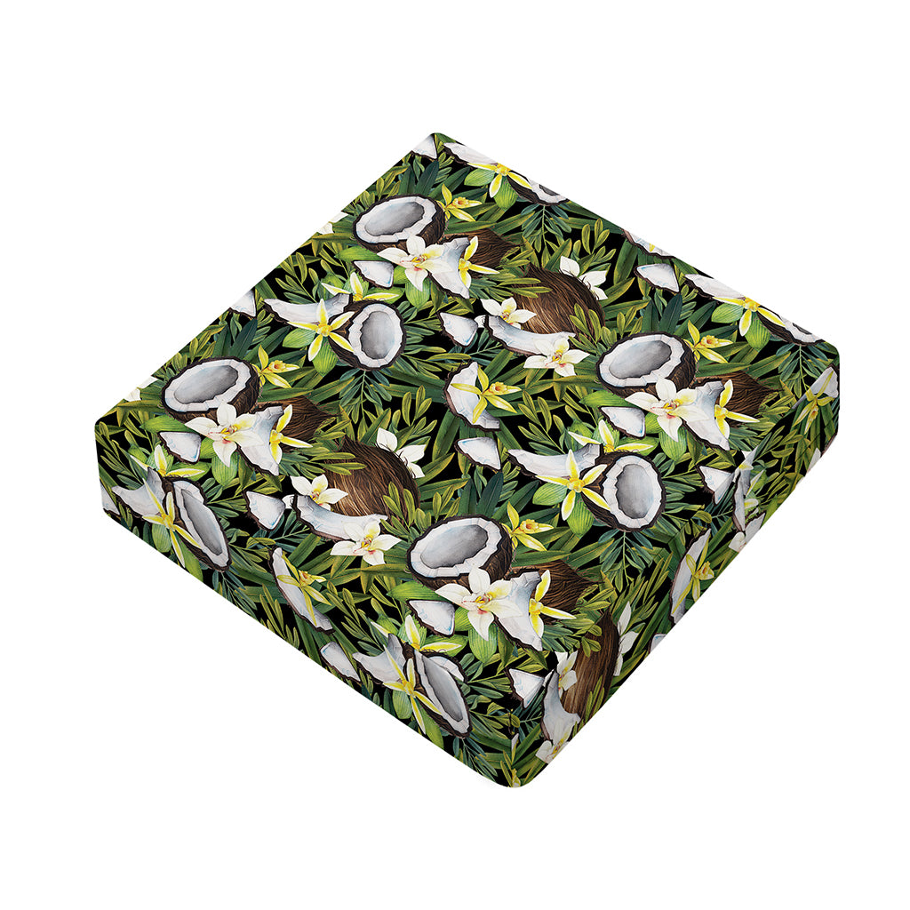 Vanilla Flower And Coconut Pattern Print Outdoor Seat Cushion Cover