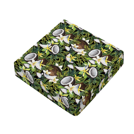 Vanilla Flower And Coconut Pattern Print Outdoor Seat Cushion Cover