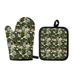 Vanilla Flower And Coconut Pattern Print Oven Mitt And Pot Holder Set