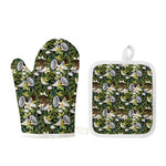 Vanilla Flower And Coconut Pattern Print Oven Mitt And Pot Holder Set