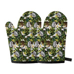 Vanilla Flower And Coconut Pattern Print Oven Mitts