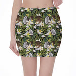 Vanilla Flower And Coconut Pattern Print Pencil Mini Skirt