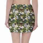 Vanilla Flower And Coconut Pattern Print Pencil Mini Skirt