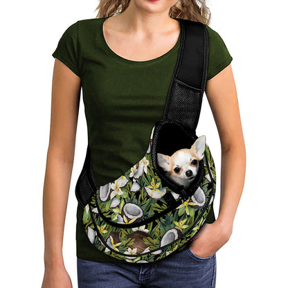 Vanilla Flower And Coconut Pattern Print Pet Sling Carrier