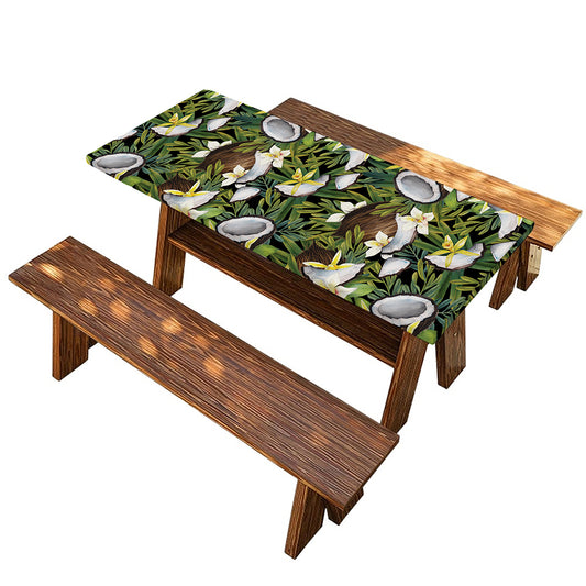 Vanilla Flower And Coconut Pattern Print Picnic Table Cover