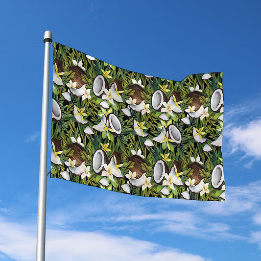 Vanilla Flower And Coconut Pattern Print Polyester Flag