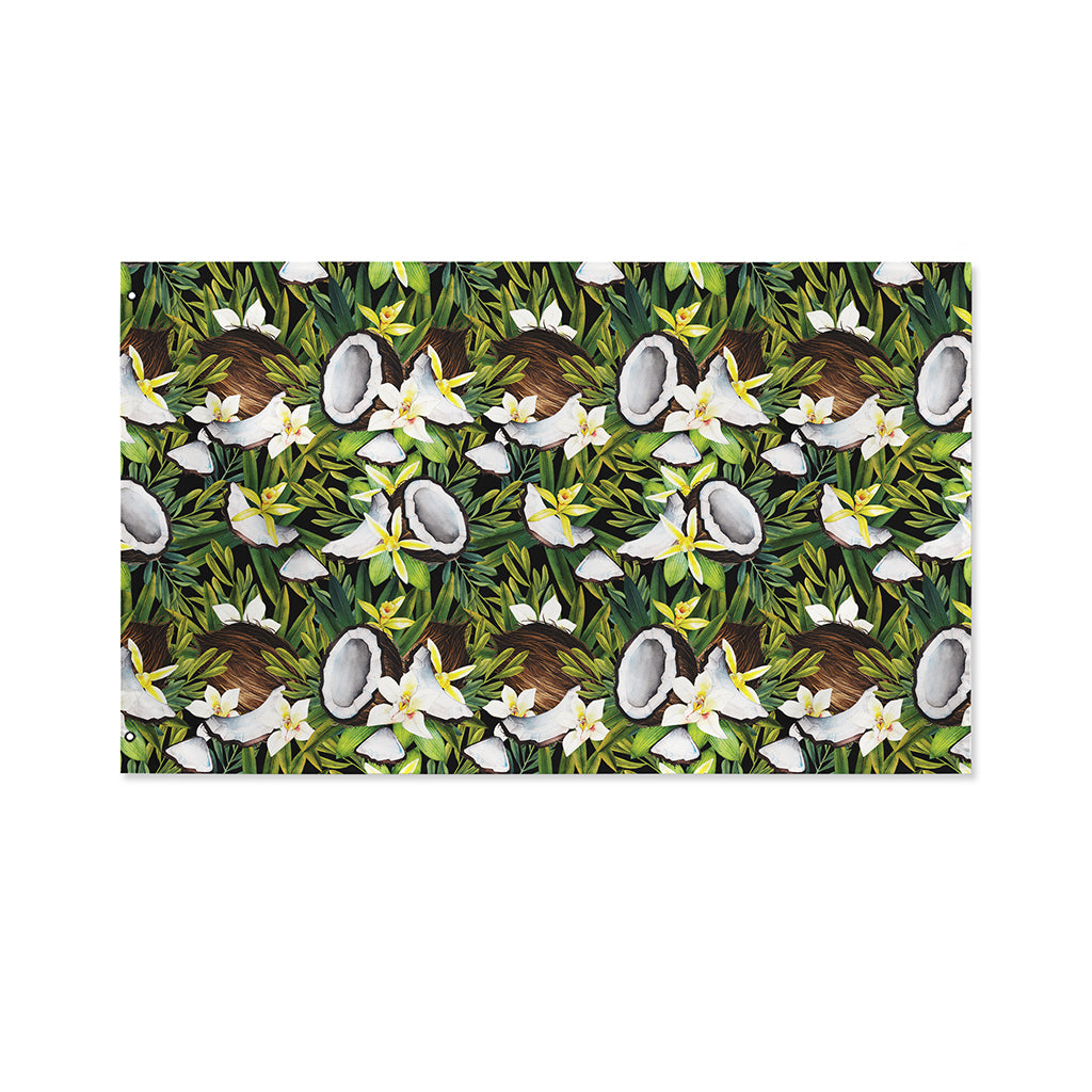Vanilla Flower And Coconut Pattern Print Polyester Flag