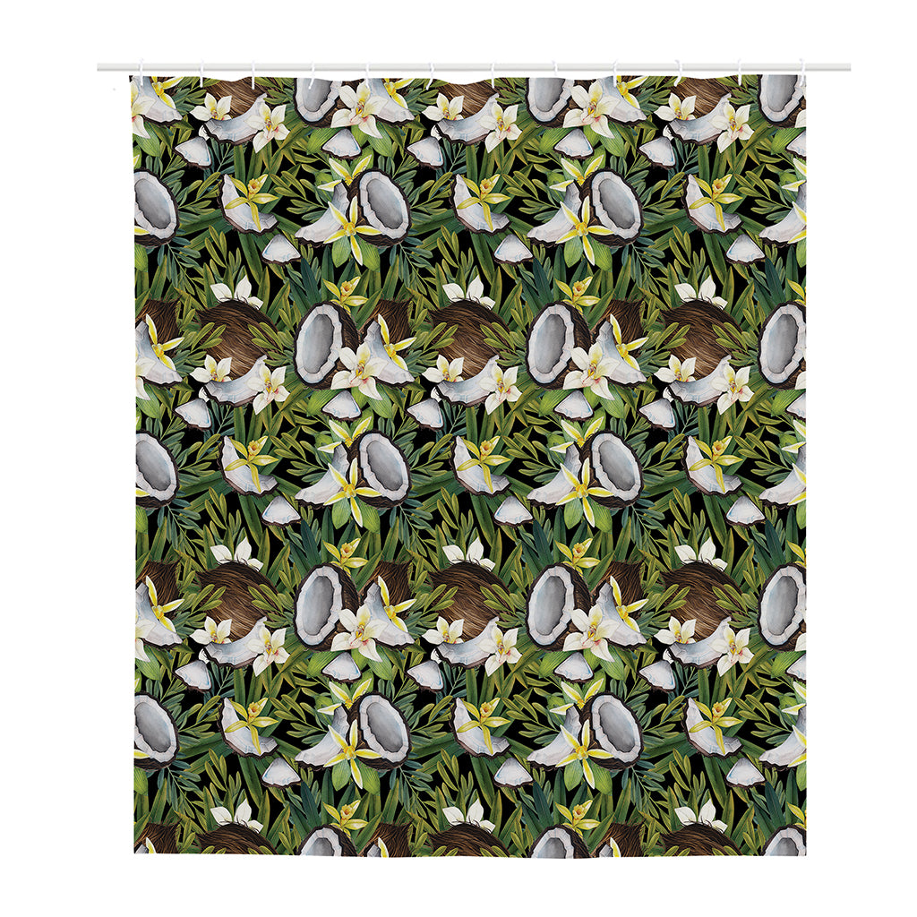 Vanilla Flower And Coconut Pattern Print Polyester Shower Curtain