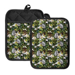 Vanilla Flower And Coconut Pattern Print Pot Holders With Pocket