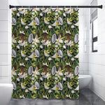 Vanilla Flower And Coconut Pattern Print Premium Shower Curtain