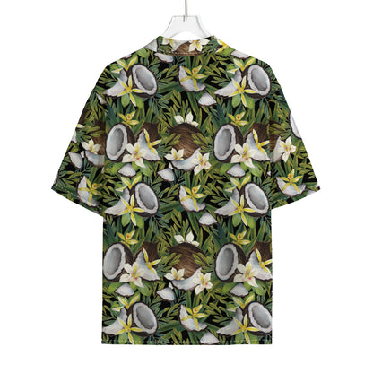 Vanilla Flower And Coconut Pattern Print Rayon Hawaiian Shirt