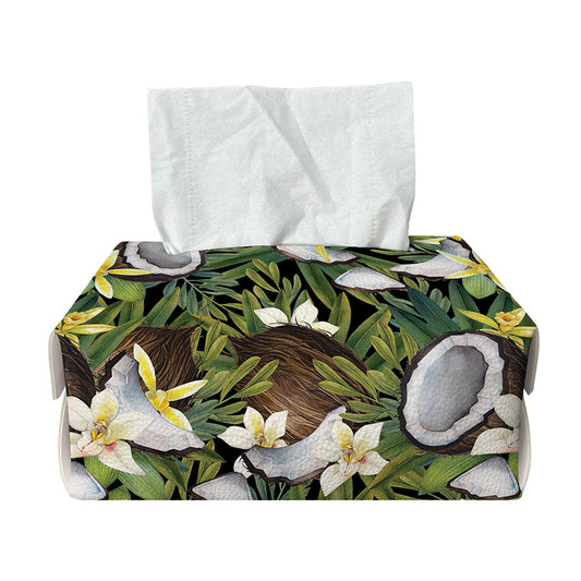 Vanilla Flower And Coconut Pattern Print Rectangle Tissue Box Cover