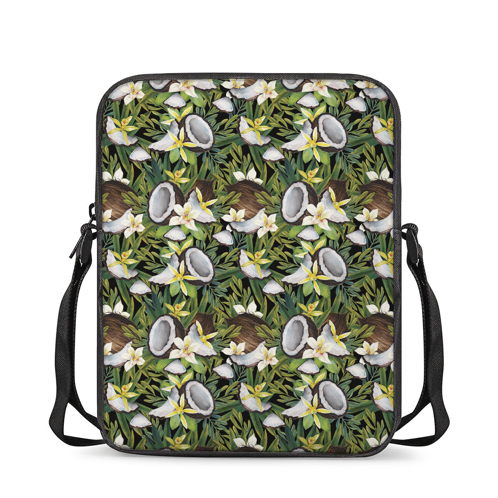 Vanilla Flower And Coconut Pattern Print Rectangular Crossbody Bag