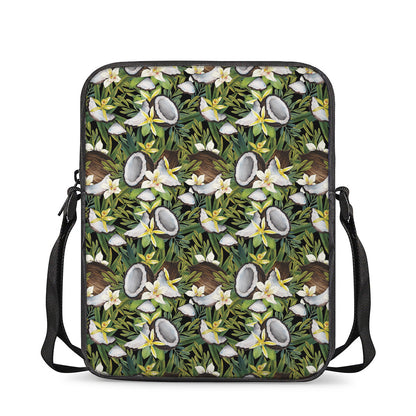 Vanilla Flower And Coconut Pattern Print Rectangular Crossbody Bag