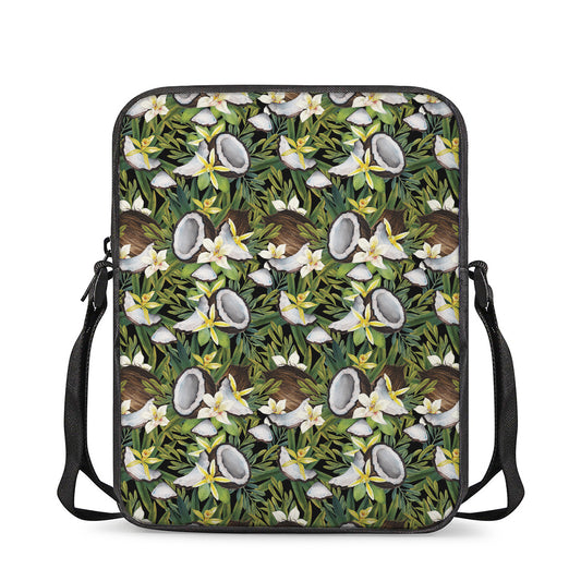 Vanilla Flower And Coconut Pattern Print Rectangular Crossbody Bag