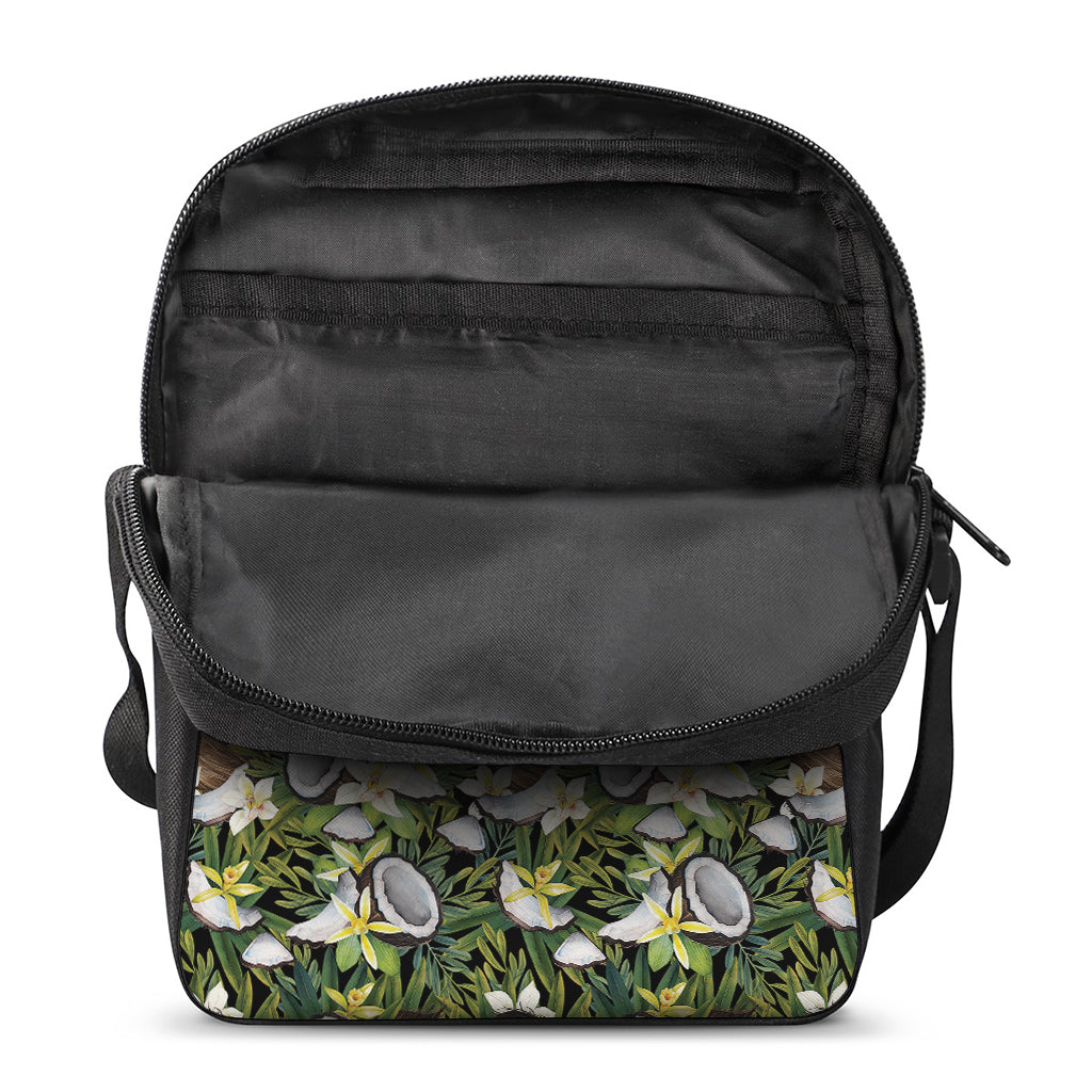Vanilla Flower And Coconut Pattern Print Rectangular Crossbody Bag