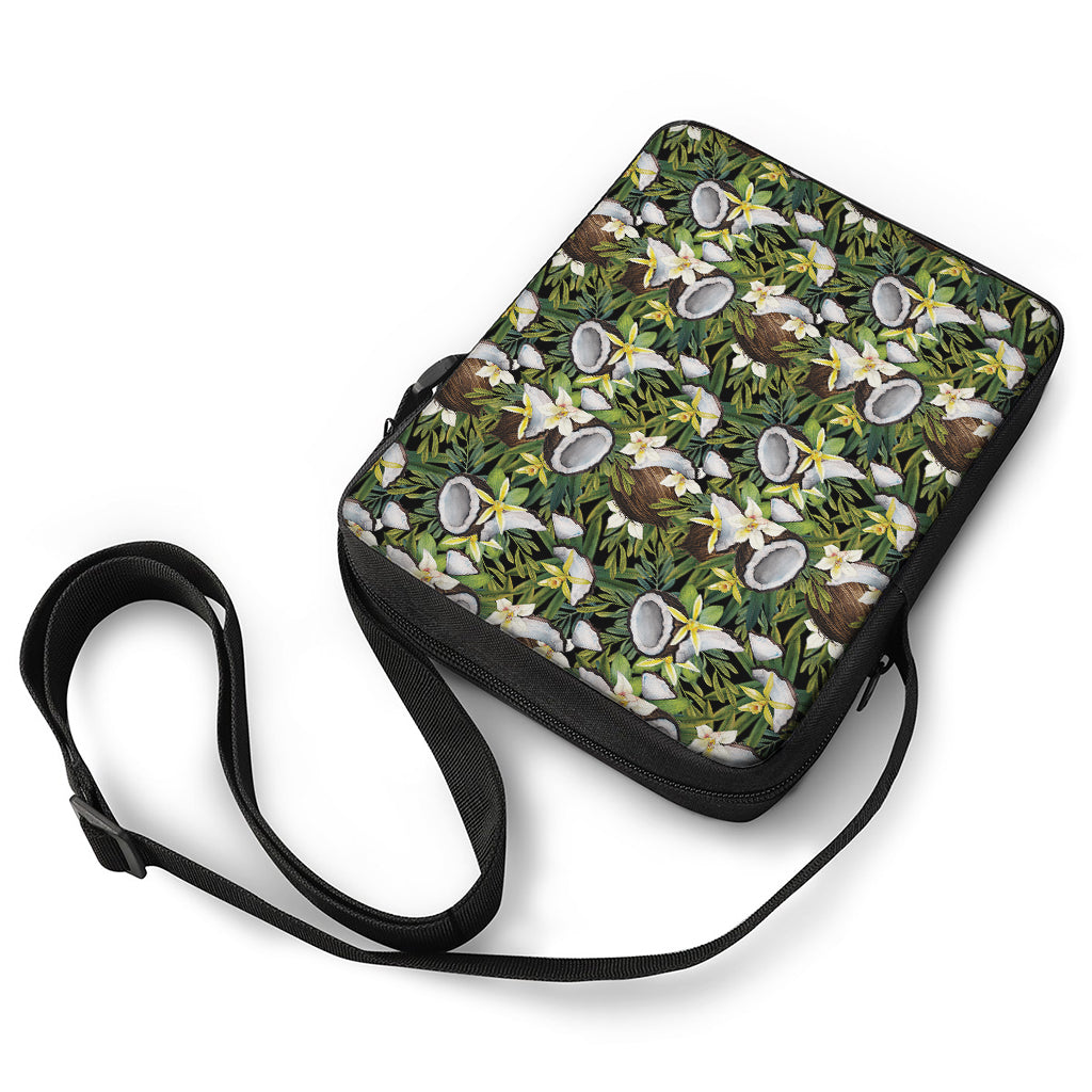 Vanilla Flower And Coconut Pattern Print Rectangular Crossbody Bag