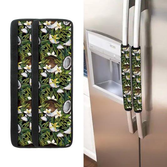 Vanilla Flower And Coconut Pattern Print Refrigerator Handle Covers