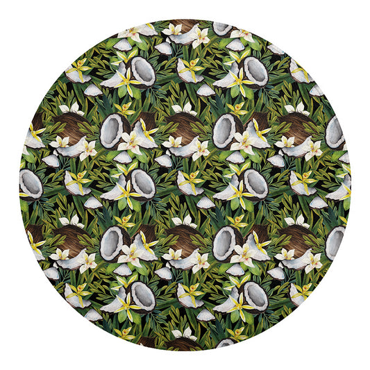 Vanilla Flower And Coconut Pattern Print Round Blanket