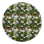 Vanilla Flower And Coconut Pattern Print Round Blanket