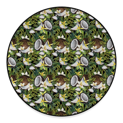 Vanilla Flower And Coconut Pattern Print Round Floor Mat