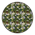 Vanilla Flower And Coconut Pattern Print Round Floor Mat