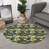 Vanilla Flower And Coconut Pattern Print Round Rug