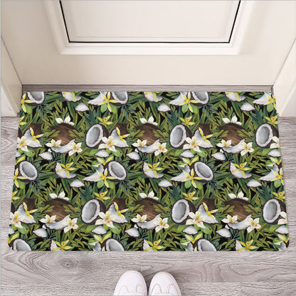 Vanilla Flower And Coconut Pattern Print Rubber Doormat