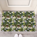 Vanilla Flower And Coconut Pattern Print Rubber Doormat
