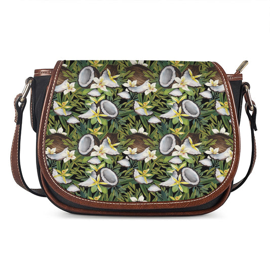 Vanilla Flower And Coconut Pattern Print Saddle Bag