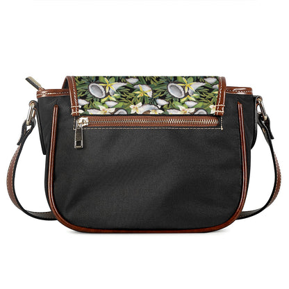 Vanilla Flower And Coconut Pattern Print Saddle Bag