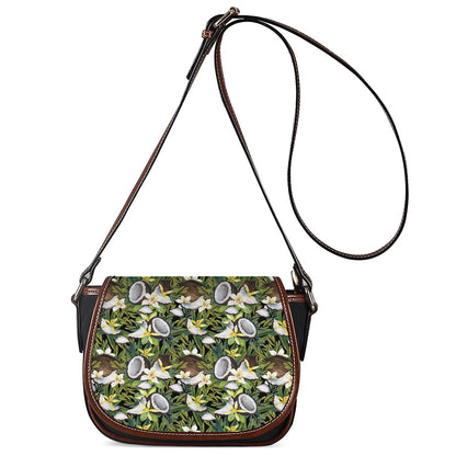 Vanilla Flower And Coconut Pattern Print Saddle Bag