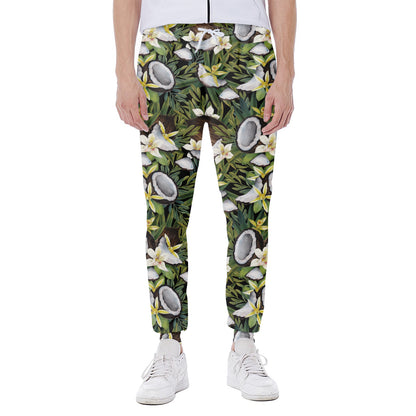 Vanilla Flower And Coconut Pattern Print Scuba Joggers